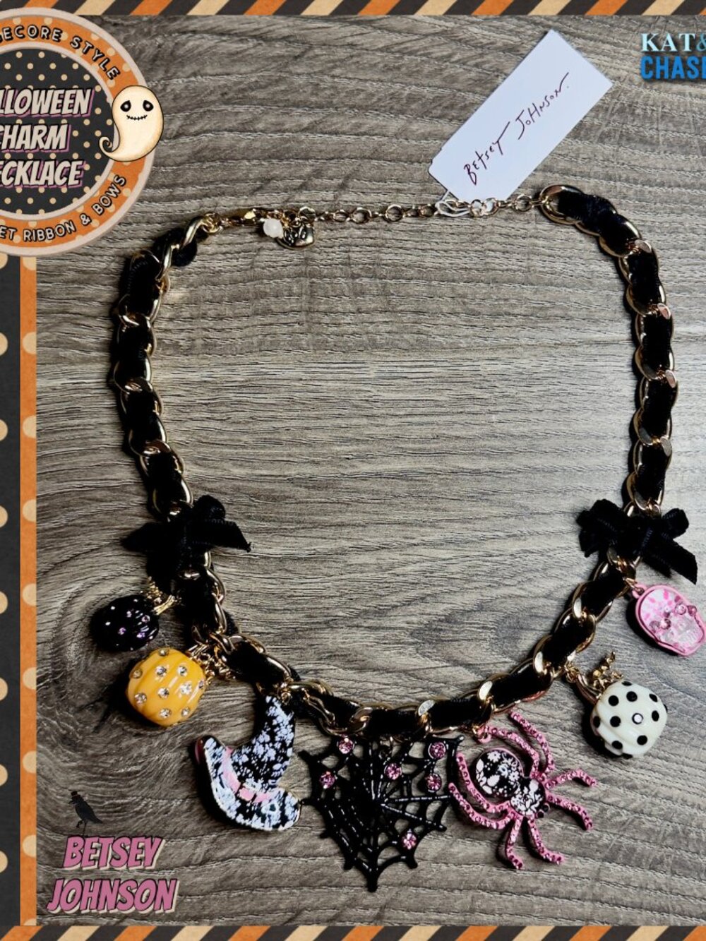 NWT Betsey Johnson Halloween Charm Necklace 2026 Cottagecore Curb Link Chain - Picture 7 of 12